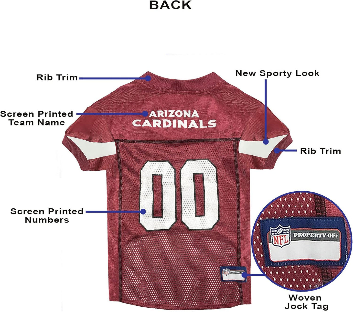 NFL Arizona Cardinals Dog Jersey, Size: Large. Best Football Jersey Costume for Dogs & Cats. Licensed Jersey Shirt