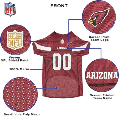 NFL Arizona Cardinals Dog Jersey, Size: Large. Best Football Jersey Costume for Dogs & Cats. Licensed Jersey Shirt